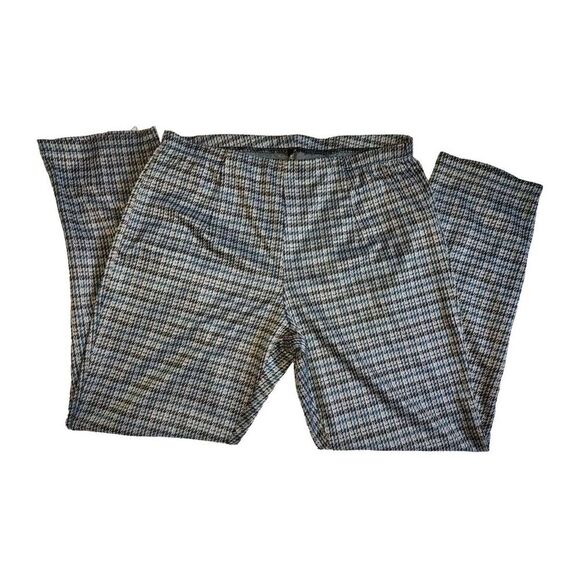 5/$25 Sz Med Plaid Elastic Waist Pull-On Stretch Houndstooth Straight Leg Pants - Picture 1 of 6